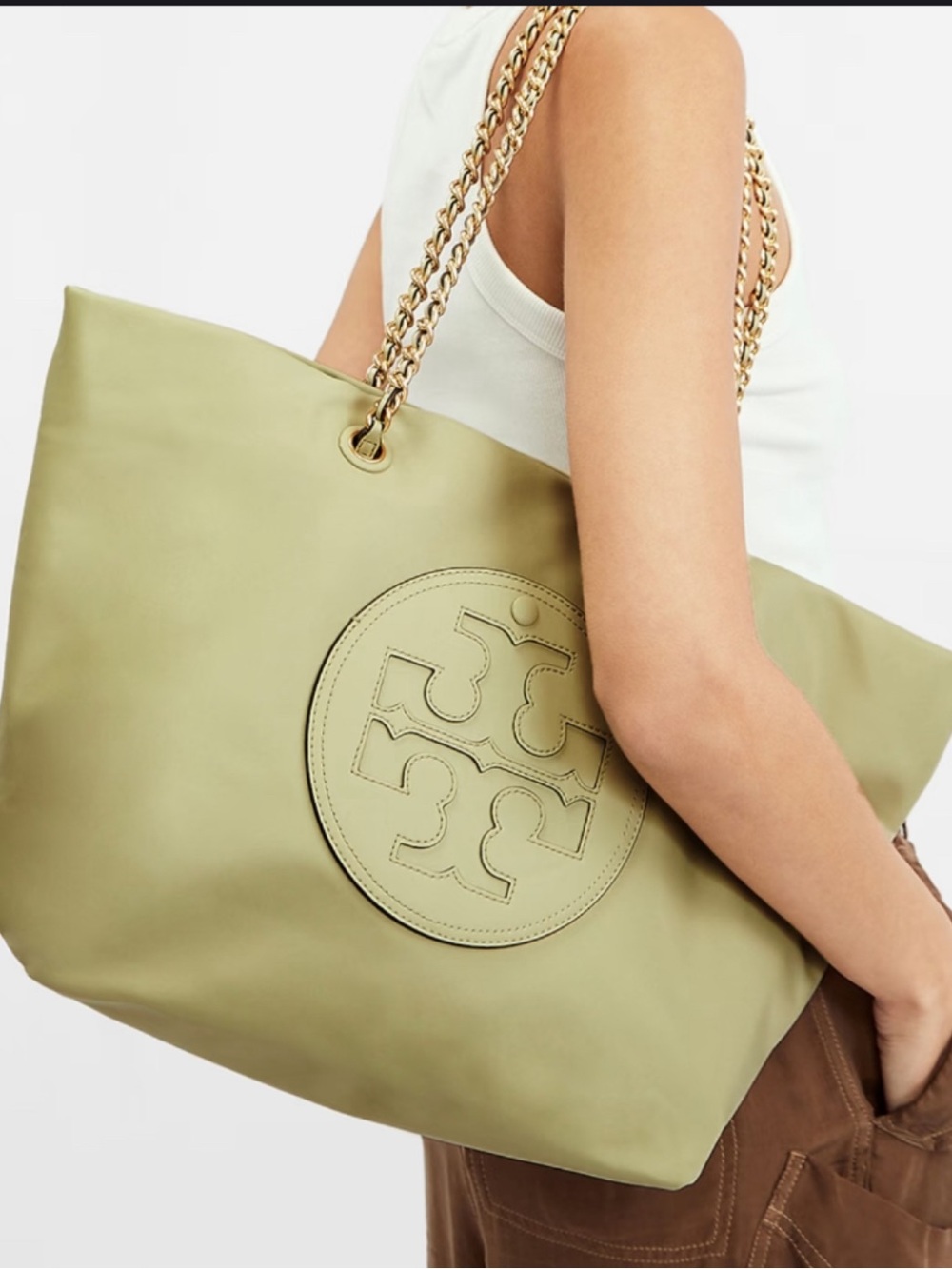 Tory Burch Mint Green Nylon Tote Bag for Work/Travel